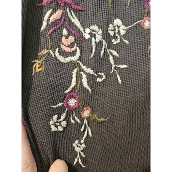 Style & Co Womens size 3X cotton Embroidered Thermal Top Waffle Knit Gray Desert - Picture 4 of 8